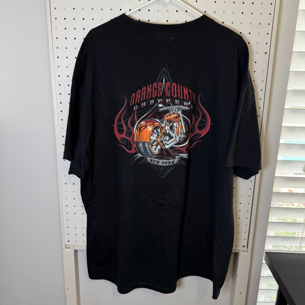 VTG Tennessee River T-Shirt Men's 2XL Black Orange County‎ Choppers Bike Graphic